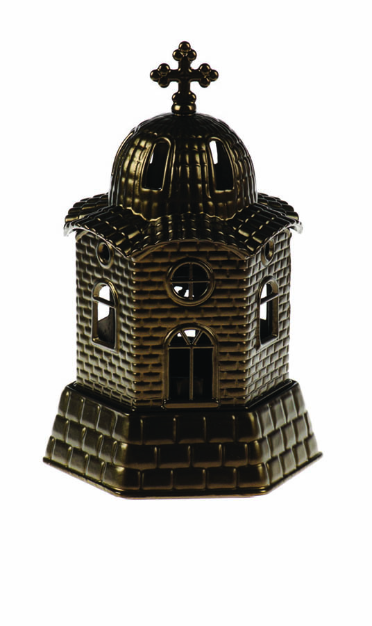 Small church vigil oil lamp olive green