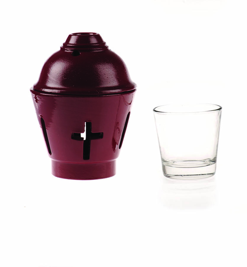 Ceramic Vigil oil lamp red