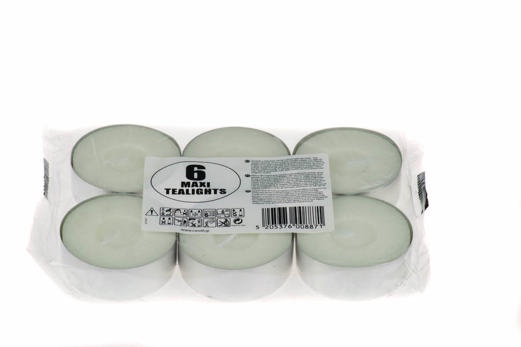 Maxi tealight bianchi 6 pz