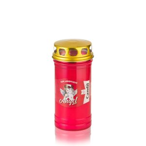 Κερί αφιέρωσης 80/16 Angel με αντιανεμικό καπάκι κόκκινο