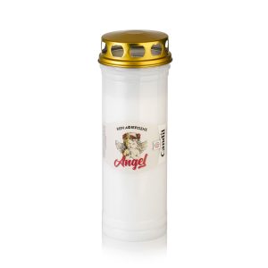 Κερί αφιέρωσης 80/24 Angel με αντιανεμικό καπάκι λευκό