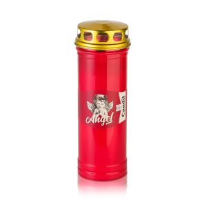 Κερί αφιέρωσης 80/24 Angel με αντιανεμικό καπάκι κόκκινο